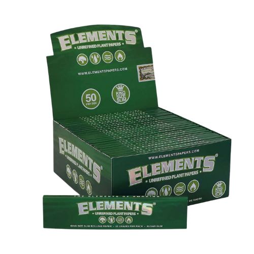 Buy Elements - Green KS Slim (Box of 50) King Size Skins | Slimjim India