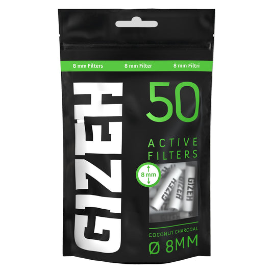 Buy Gizeh - Black Activated Carbon Filter with Ceramic Caps (8MM) (Pack of 50) Active Charcoal Filter | Slimjim India