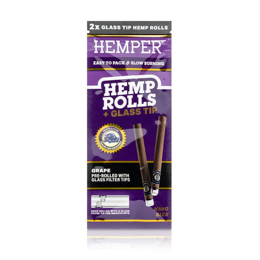 Buy Hemper - King Size Hemp Rolls + Glass Tip (Grape) | Slimjim India