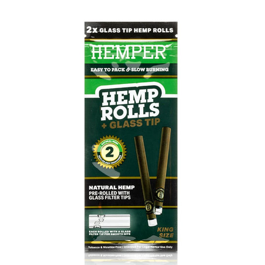 Buy Hemper - King Size Hemp Rolls + Glass Tip (Natural Hemp) | Slimjim India