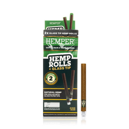 Buy Hemper - King Size Hemp Rolls + Glass Tip (Natural Hemp) | Slimjim India