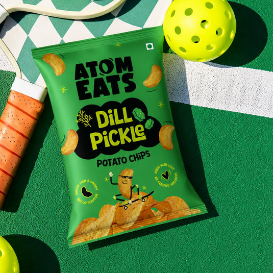 Buy Atom Eats - Dill Pickle Potato Chips 60g each (Pack of 2) Snacks | Slimjim India