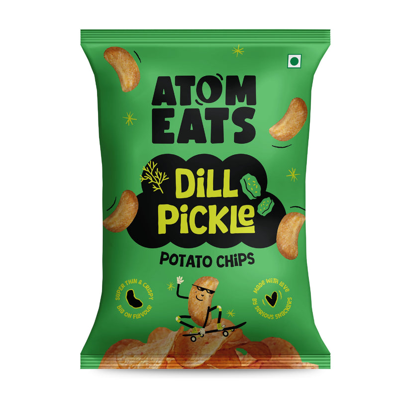 Load image into Gallery viewer, Buy Atom Eats - Dill Pickle Potato Chips 60g each (Pack of 2) Snacks | Slimjim India
