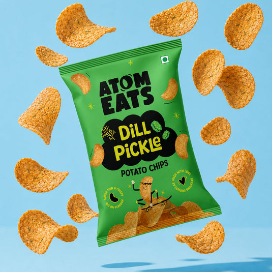 Buy Atom Eats - Dill Pickle Potato Chips 60g each (Pack of 2) Snacks | Slimjim India