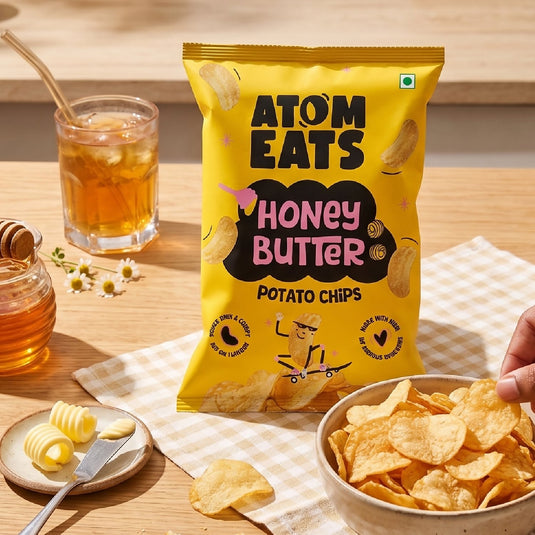 Buy Atom Eats - Honey Butter Potato Chips 60g each (Pack of 2) Snacks | Slimjim India