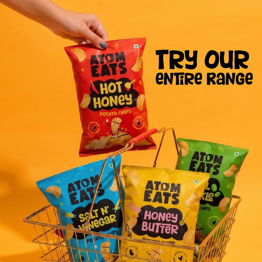 Buy Atom Eats - Hot Honey Potato Chips 60g each (Pack of 2) Snacks | Slimjim India
