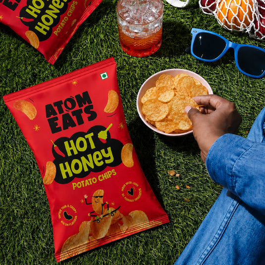 Buy Atom Eats - Hot Honey Potato Chips 60g each (Pack of 2) Snacks | Slimjim India