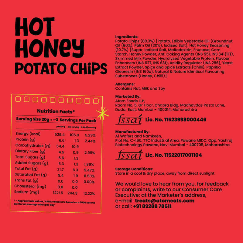 Load image into Gallery viewer, Buy Atom Eats - Hot Honey Potato Chips 60g each (Pack of 2) Snacks | Slimjim India
