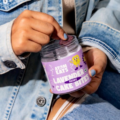 Load image into Gallery viewer, Buy Atom Eats - Lavender Berry Cake Bites (60g) (Jar of 2) Snacks | Slimjim India
