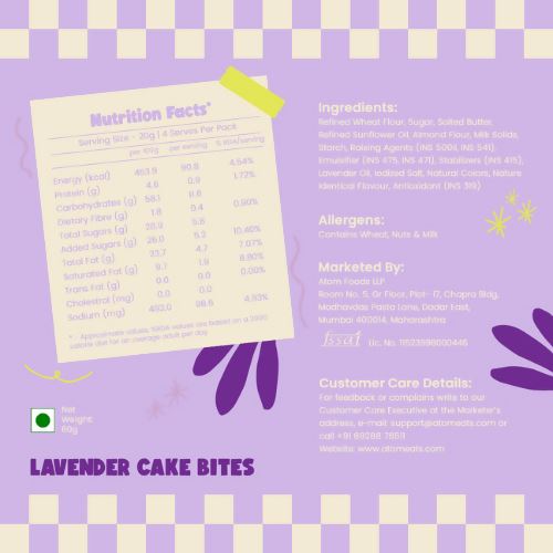 Load image into Gallery viewer, Buy Atom Eats - Lavender Berry Cake Bites (60g) (Jar of 2) Snacks | Slimjim India
