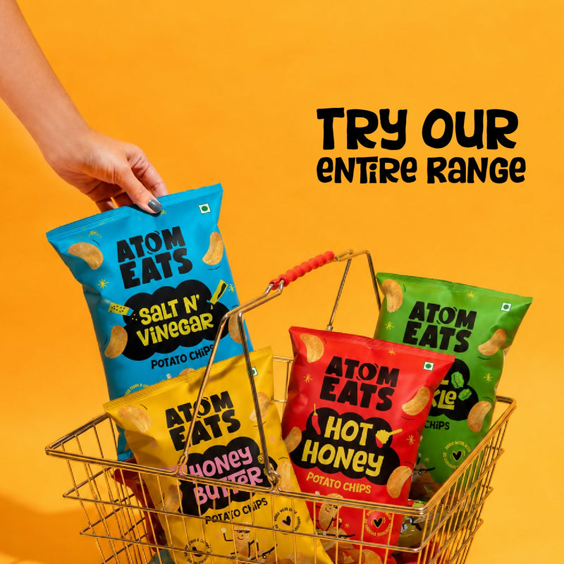 Load image into Gallery viewer, Buy Atom Eats - Salt N' Vinegar Potato Chips 60g each (Pack of 2) Snacks | Slimjim India
