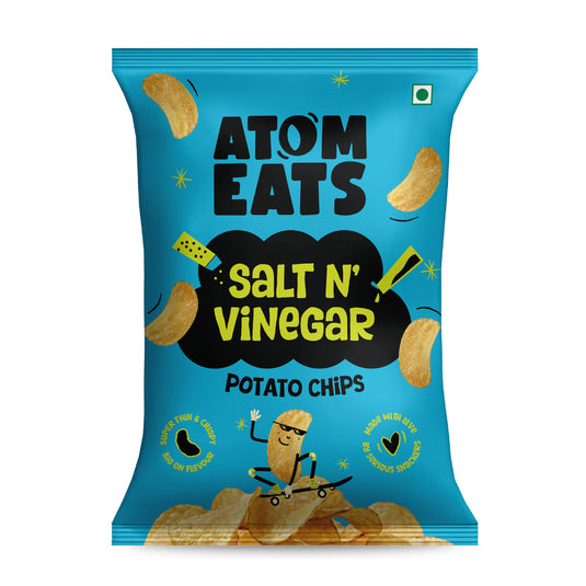 Buy Atom Eats - Salt N' Vinegar Potato Chips 60g each (Pack of 2) Snacks | Slimjim India