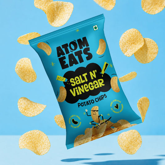 Buy Atom Eats - Salt N' Vinegar Potato Chips 60g each (Pack of 2) Snacks | Slimjim India