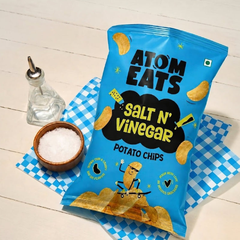 Load image into Gallery viewer, Buy Atom Eats - Salt N' Vinegar Potato Chips 60g each (Pack of 2) Snacks | Slimjim India
