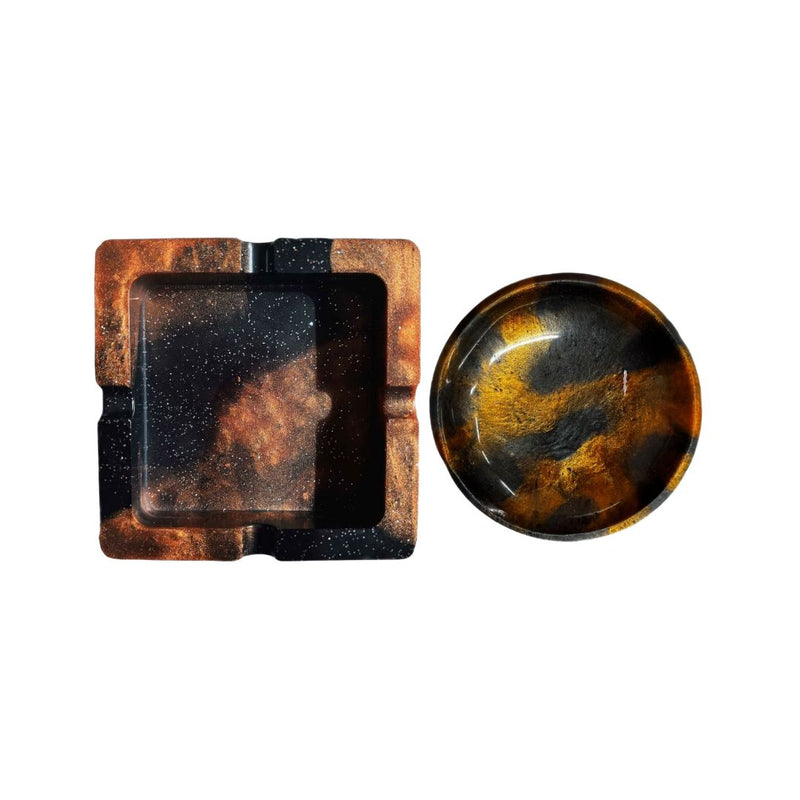 Load image into Gallery viewer, Buy BK - Black &amp; Bronze Marble Ashtray &amp; Mixing Bowl (Combo) Ashtray | Slimjim India
