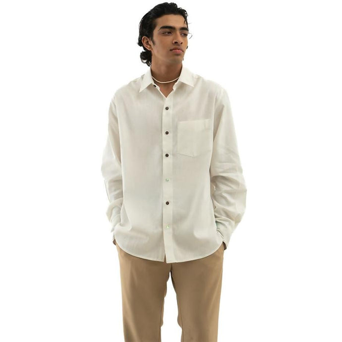 Buy Cannabie - Full sleeves Hemp solid shirt Off White Full sleeves solid shirt | Slimjim India