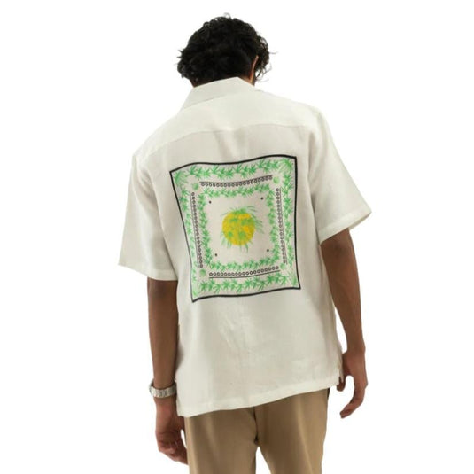 Cannabie - Leaf Patchwork Cuban Collar Hemp Shirt