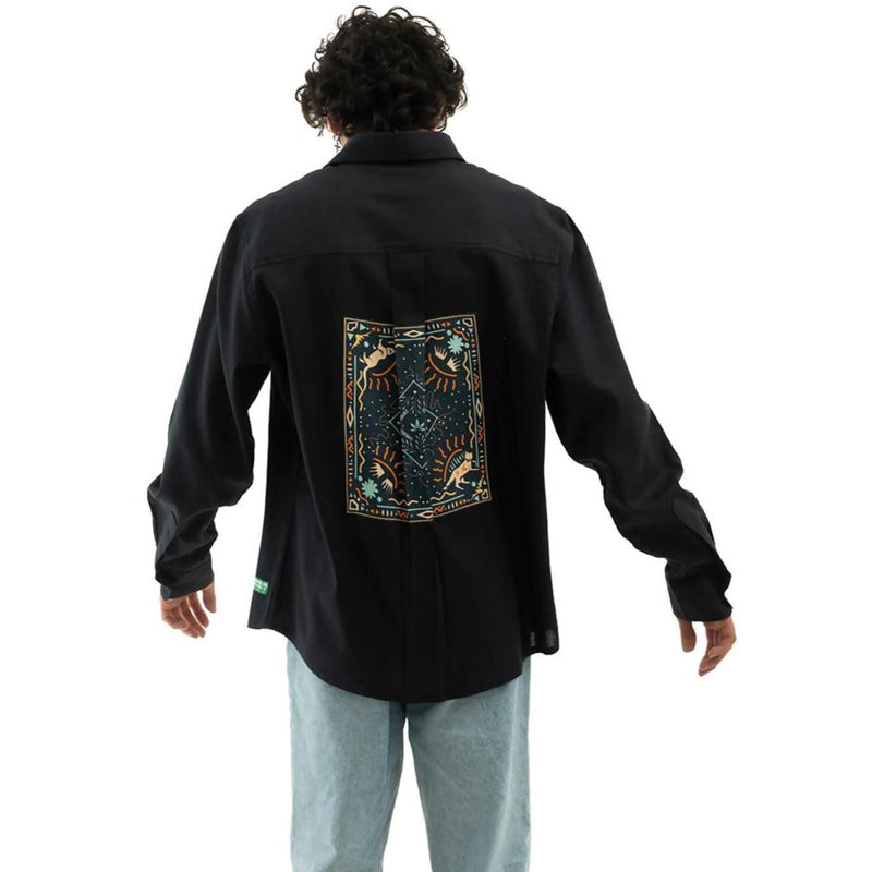 Load image into Gallery viewer, Buy Cannabie - Mystic Arts Patchwork FULL Sleeves Hemp Shirt Black Patchwork FULL Sleeves Shirt | Slimjim India
