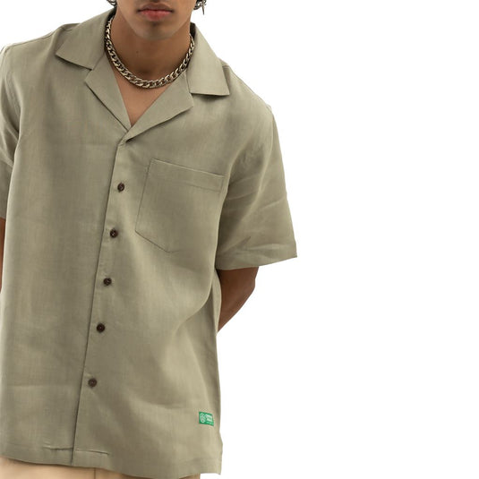 Buy Cannabie - ORIGINALS : Cuban Collar Hemp Shirt Solid Grey Cuban Collar Hemp Shirt Solid | Slimjim India