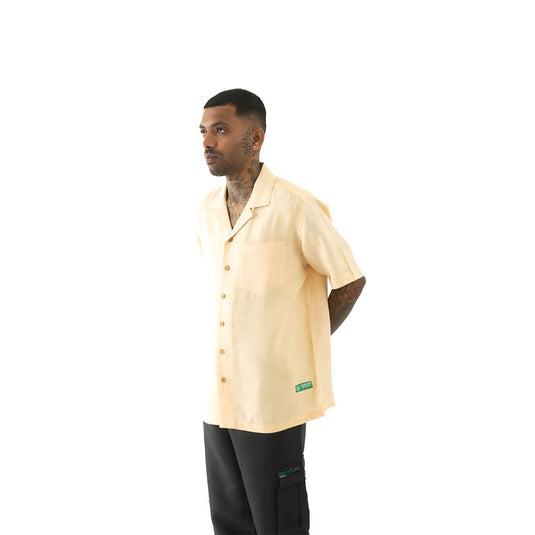 Buy Cannabie - ORIGINALS : Cuban Collar Hemp Shirt Solid Nude Cuban Collar Hemp Solid Shirt | Slimjim India