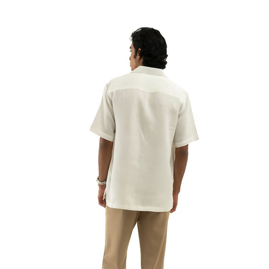 Buy Cannabie - ORIGINALS : Cuban Collar Hemp Shirt Solid Off White Cuban Collar Hemp Solid Shirt | Slimjim India