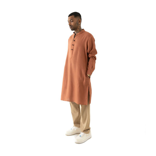 Buy Cannabie - Pure Hemp Kurta Long Black Brick Red Pure Hemp Long Kurta | Slimjim India