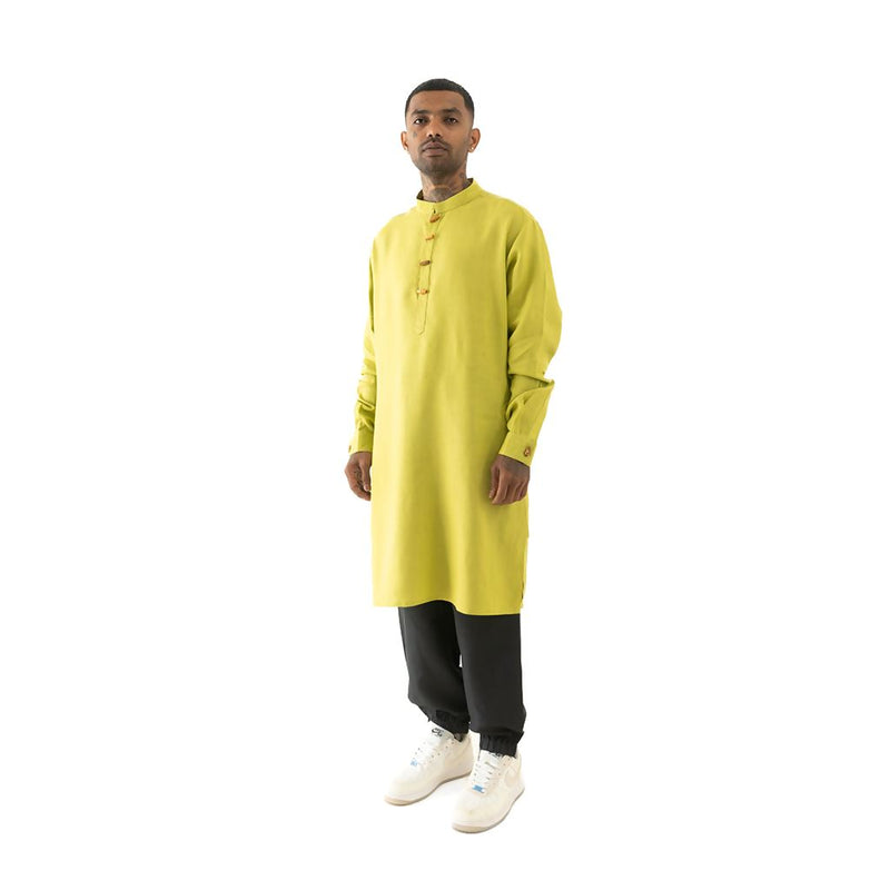 Load image into Gallery viewer, Buy Cannabie - Pure Hemp Kurta Long Black Green Pure Hemp Long Kurta | Slimjim India
