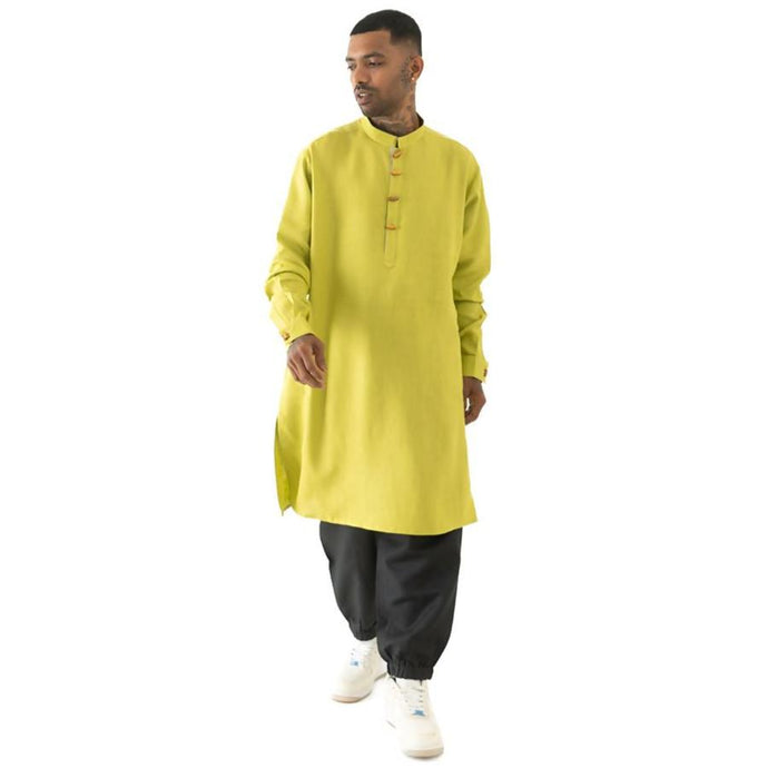 Buy Cannabie - Pure Hemp Kurta Long Black Green Pure Hemp Long Kurta | Slimjim India