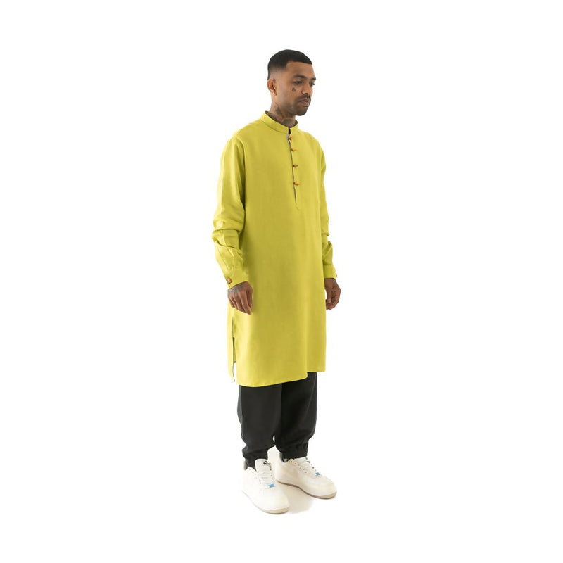 Load image into Gallery viewer, Buy Cannabie - Pure Hemp Kurta Long Black Green Pure Hemp Long Kurta | Slimjim India
