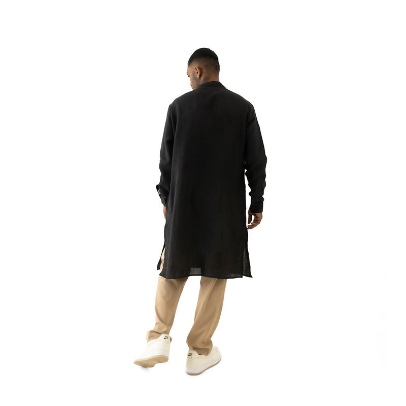 Load image into Gallery viewer, Buy Cannabie - Pure Hemp Kurta Long Black Pure Hemp Long Kurta Black | Slimjim India
