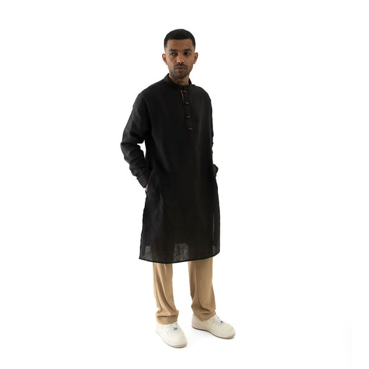 Buy Cannabie - Pure Hemp Kurta Long Black Pure Hemp Long Kurta Black | Slimjim India