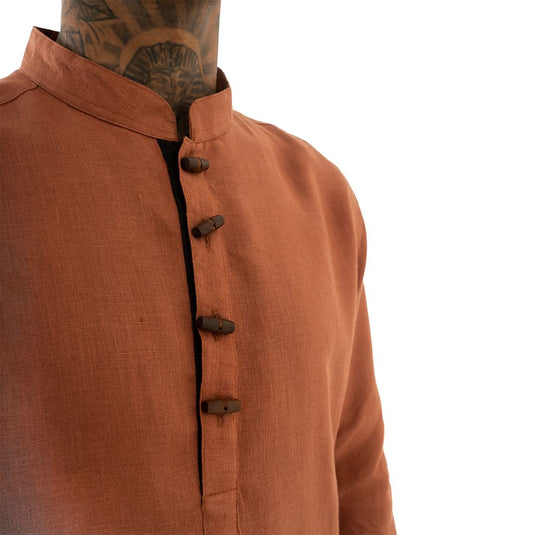 Buy Cannabie - Pure Hemp Short Kurta Shirt - Solid Brick Red Pure Hemp Short Kurta Shirt | Slimjim India