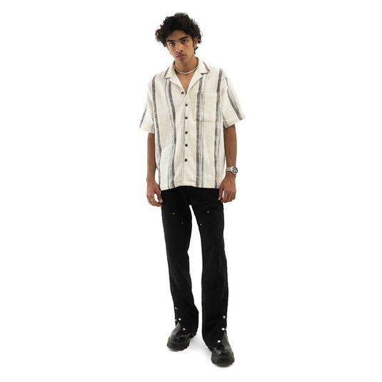 Buy Cannabie - Textured Cuban Collar Hemp Shirt White Cuban Collar Shirt | Slimjim India