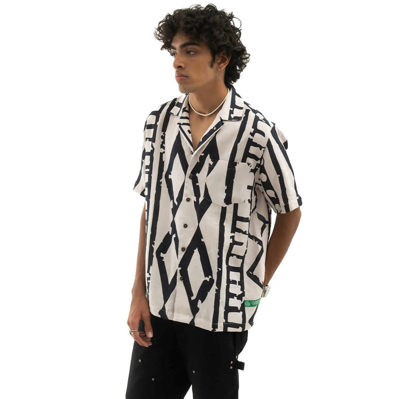 Load image into Gallery viewer, Buy Cannabie - Tribal Print Cuban Collar Hemp Shirt Half Sleeve Shirt | Slimjim India
