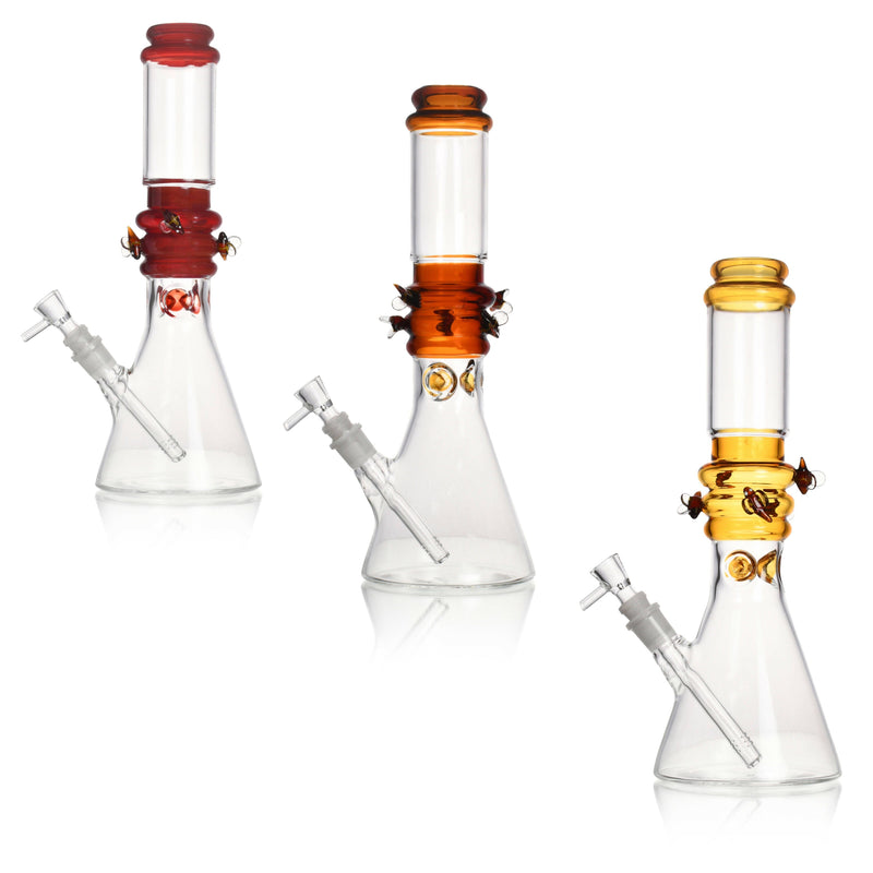 Load image into Gallery viewer, Buy Chakra Glass - Bee Hive beaker with honeybees guard Glass Bong | Slimjim India
