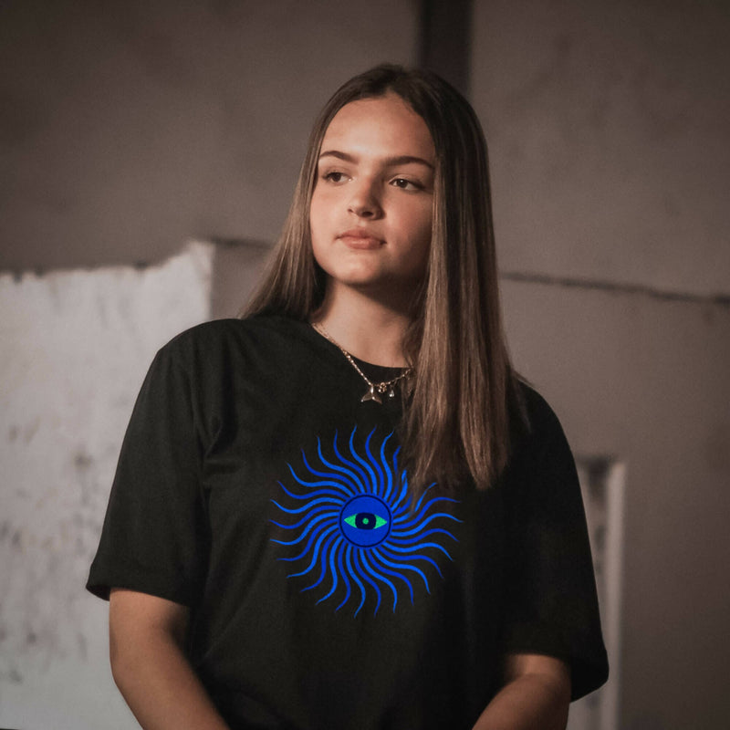 Load image into Gallery viewer, Buy Dancing Eye - UNISEX OVERSIZED Black T-shirt T-shirt | Slimjim India
