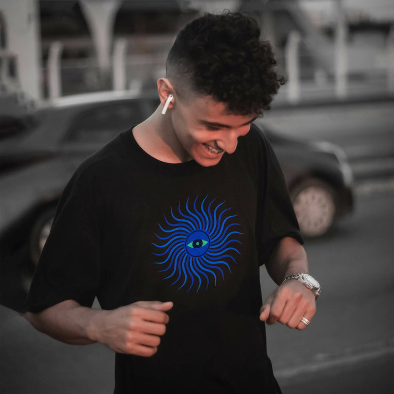 Load image into Gallery viewer, Buy Dancing Eye - UNISEX OVERSIZED Black T-shirt T-shirt | Slimjim India
