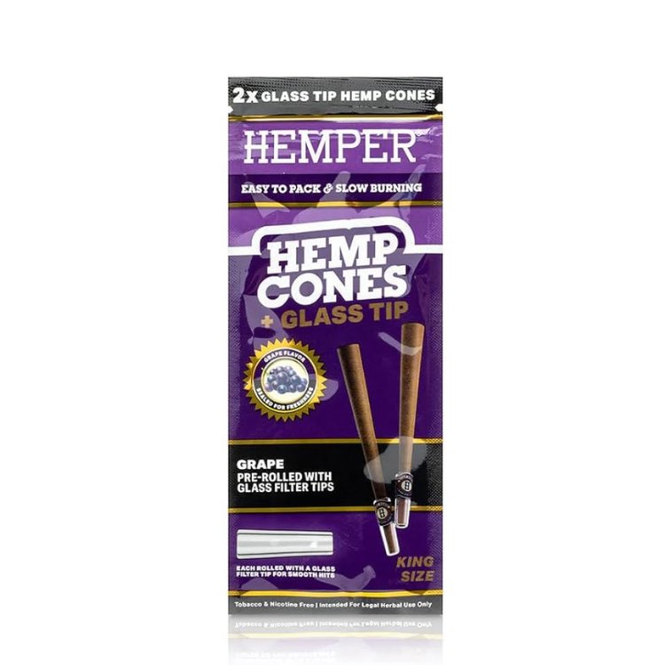Load image into Gallery viewer, Buy Hemper - King Size Hemp Cones + Glass Tip Grape | Slimjim India
