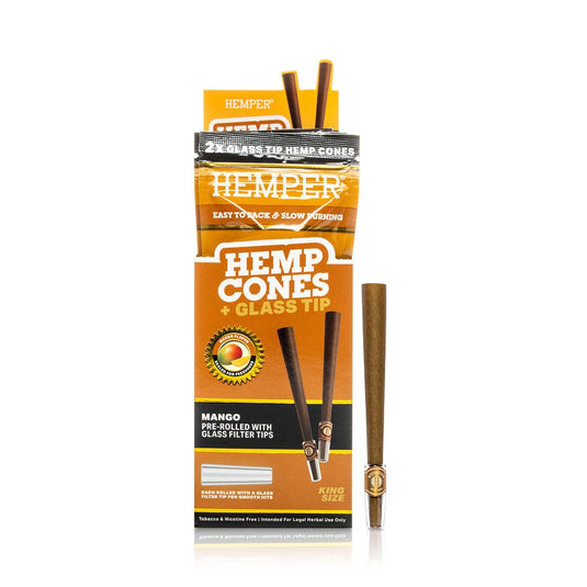 Buy Hemper - King Size Hemp Cones + Glass Tip (Mango) | Slimjim India