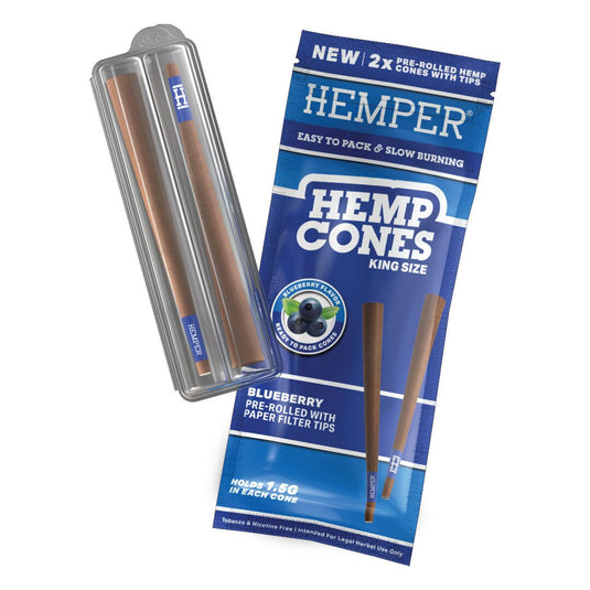 Buy Hemper - King Size Hemp Cones With Paper Tip (Pack of 2) Blueberry | Slimjim India