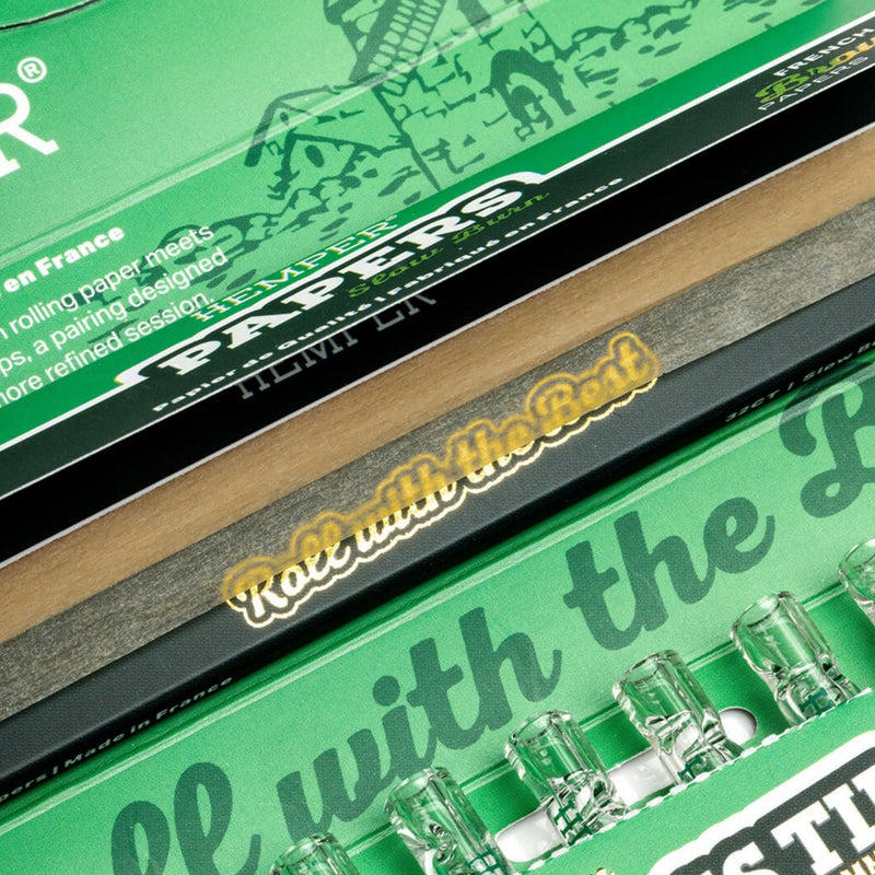 Load image into Gallery viewer, Buy Hemper - King Size Rolling Paper + Glass Tips (6MM) Rolling Papers + Tips | Slimjim India
