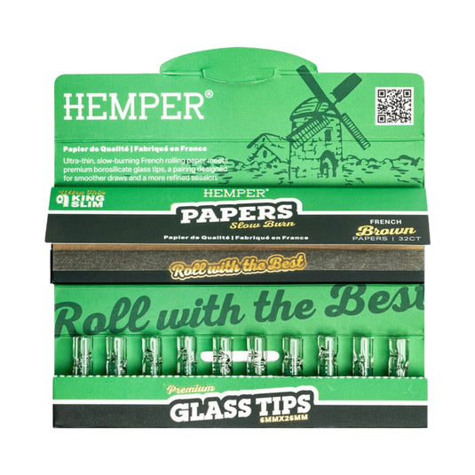 Buy Hemper - King Size Rolling Paper + Glass Tips (6MM) Rolling Papers + Tips | Slimjim India