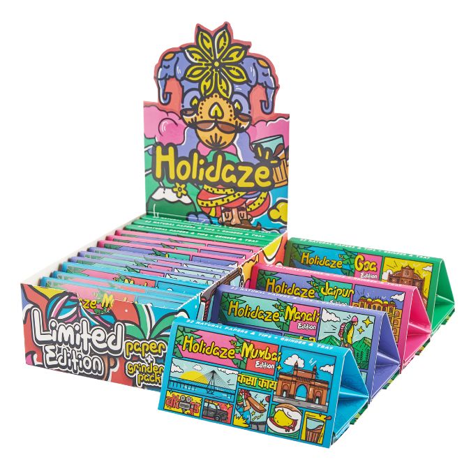 Load image into Gallery viewer, Buy Holidaze (Ind) - King Size Papers + Grinder + Tray (Box of 16) | Slimjim India
