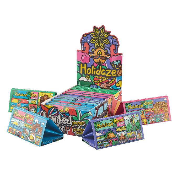 Load image into Gallery viewer, Buy Holidaze (Ind) - King Size Papers + Grinder + Tray (Box of 16) | Slimjim India
