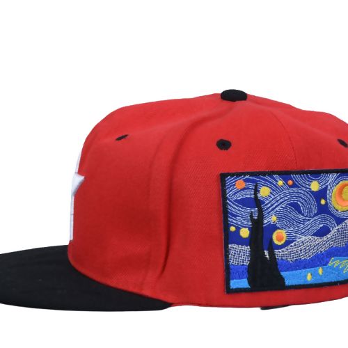 InsaneLabz- ‘Starry Night’ Embroidered Baseball Cap (Red)