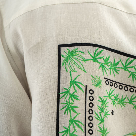 Buy Cannabie - Leaf Patchwork Cuban Collar Hemp Shirt Leaf Patchwork Cuban Collar Hemp Shirt | Slimjim India