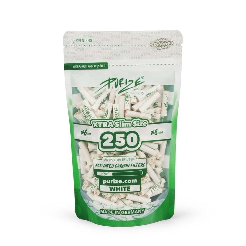 Load image into Gallery viewer, Buy Purize - White Xtra Slim Filters (6MM) (Pack of 250) Active Charcoal Filter | Slimjim India
