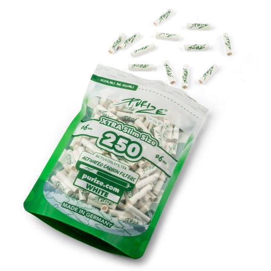 Buy Purize - White Xtra Slim Filters (6MM) (Pack of 250) Active Charcoal Filter | Slimjim India