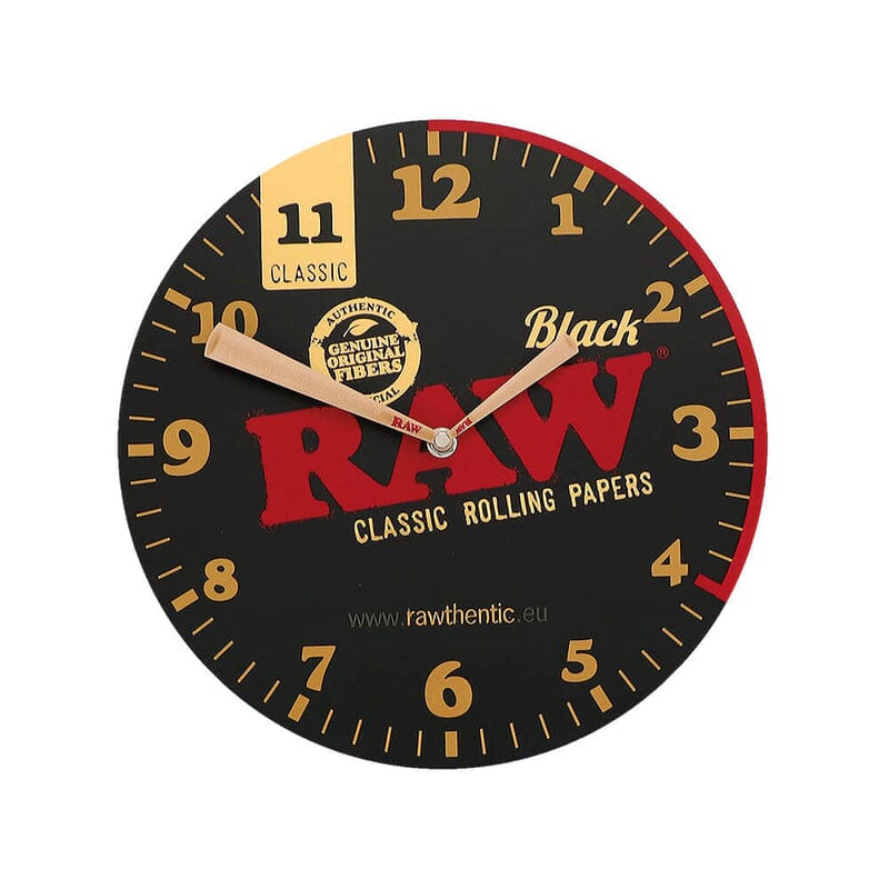 Load image into Gallery viewer, Buy Raw - Black Wall Clock With Classic Raw Logo (30cm) Clock | Slimjim India
