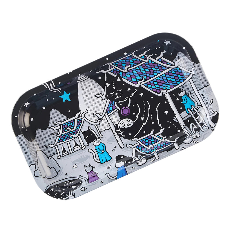 Load image into Gallery viewer, Buy Slimjim X Jacob 9 Lives Tray - Night Kitties (Medium) rolling tray | Slimjim India
